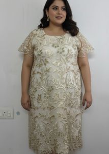 Elegant Gold Lace Dress
