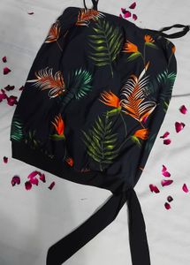 Tropical Print Tie-Up Top