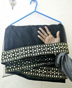 Black Net Saree