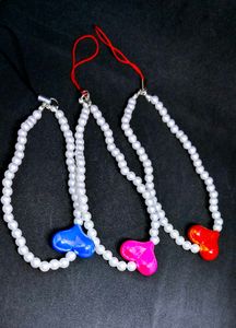 Pink Charm Beaded Phone Strap Set Of Four