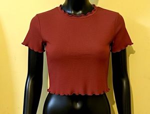 Rust Ribbed Crop Top