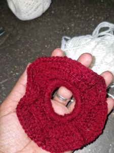 Red Crochet Scrunchie - Handmade Hair Accessory