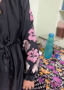 Floral Sleeve Black abaya nakab burkha
