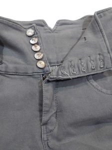 Grayish Blue High-Waisted Jeans