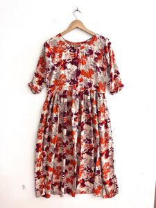 Dark Orange Printed Maxi Dress (Women)