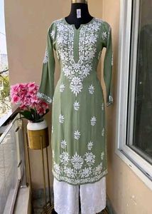 Premium Chikankari Modal Kurti And Palazzo Set 🍂