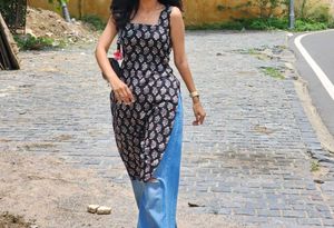 Floral Print Kurti with Side Slits