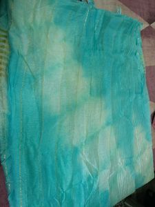 Three Piece Blue Printed Kurta Set Wth Chunni