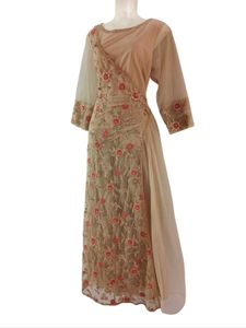 ✨ Elegant Beige Embroidered Dress – Limited Stock!