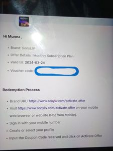 Sony LIV 1 Month Subscription Worth Rs 299
