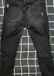 Women Grey Ripped Mom Jean