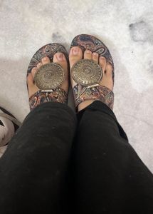 Paisley Print Embellished Flats