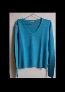 Teal V-Neck Knit Sweater