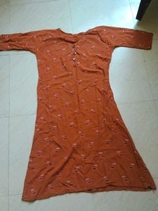 Orange Printed Kurta