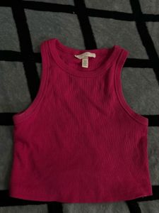 h&amp;m Pink Ribbed Tank Top