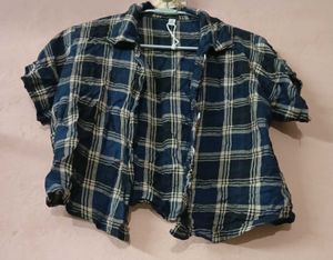 Blue Plaid Crop shirt