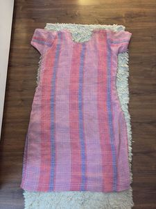 Pink Plaid Casual Kurta Set