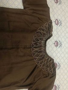 Chic Brown Kurta with Elegant Embroidery