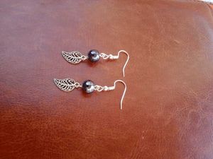 Silver Oxidised Leaf Charm Earrings