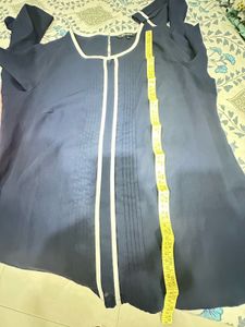 Nevy Blue Silk Top For Casual Wear