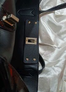 GUESS Black Patent Leather Tote Bag