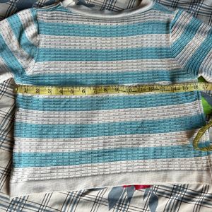Striped Knit Short Sleeve Top