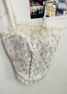 Hot Combo Black Lace Corset Top And Floral Too