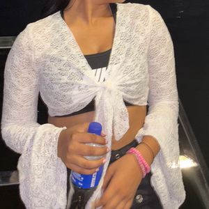 Lace Tie-Front Top