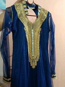 Elegant Blue & Gold Embellished Tunic