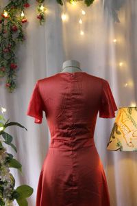 Coral Tie-Front Midi Dress