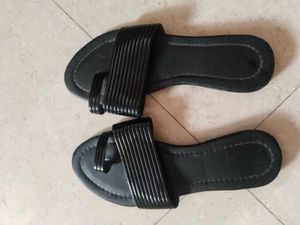 Sleek Black Slip-On Sandals