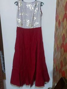 Maroon And Gold Cotton Kurta