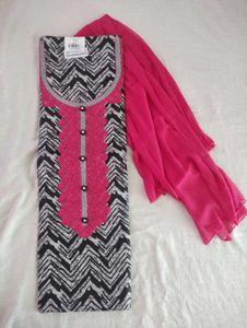 Unstitched Dress Material, Pink