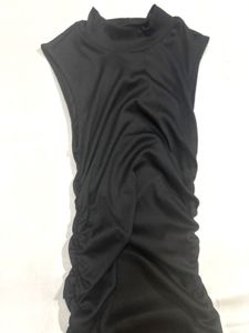 Black Ruched Bodycon Midi Dress