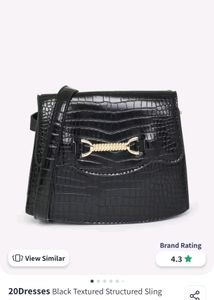 Twenty Dresses Black Structured Sling Bag..