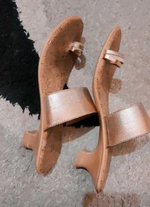 Rose Gold Metallic Slide Sandals
