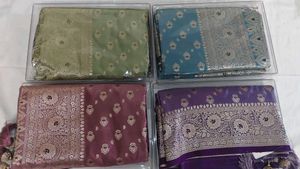 Elegant lavender satin Banarasi Saree