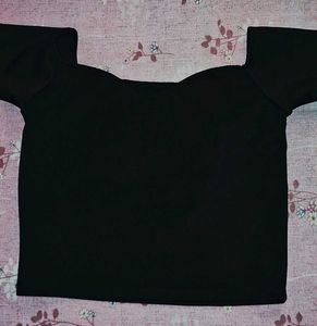 Off-Shoulder Black Crop Top