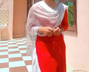 Red Suit With White Salwar