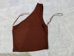 Brown Ribbed Tank Top