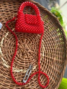 Red Beaded Handbag