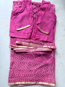 Unused Onion Pink Georgette Saree