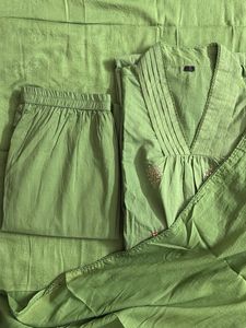 Green Embroidered Kurta Set