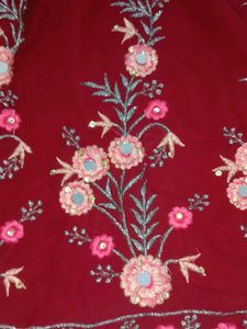 Maroon Embroidered Kurta Set