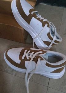 Stylish White &amp; Brown Sneakers