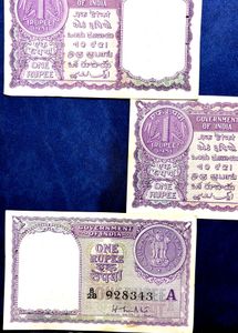 Rare 10 One Rs indian Note Year 1951.