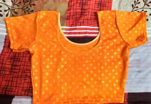 Golden Zari Organe Blouse