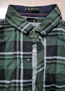 A Green Casual Checkered Shirt