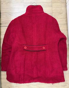 Korean Dark Red Herringbone Coat