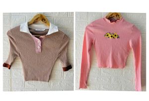 Two Cute Aesthetic Ribbed Top (COMBO)